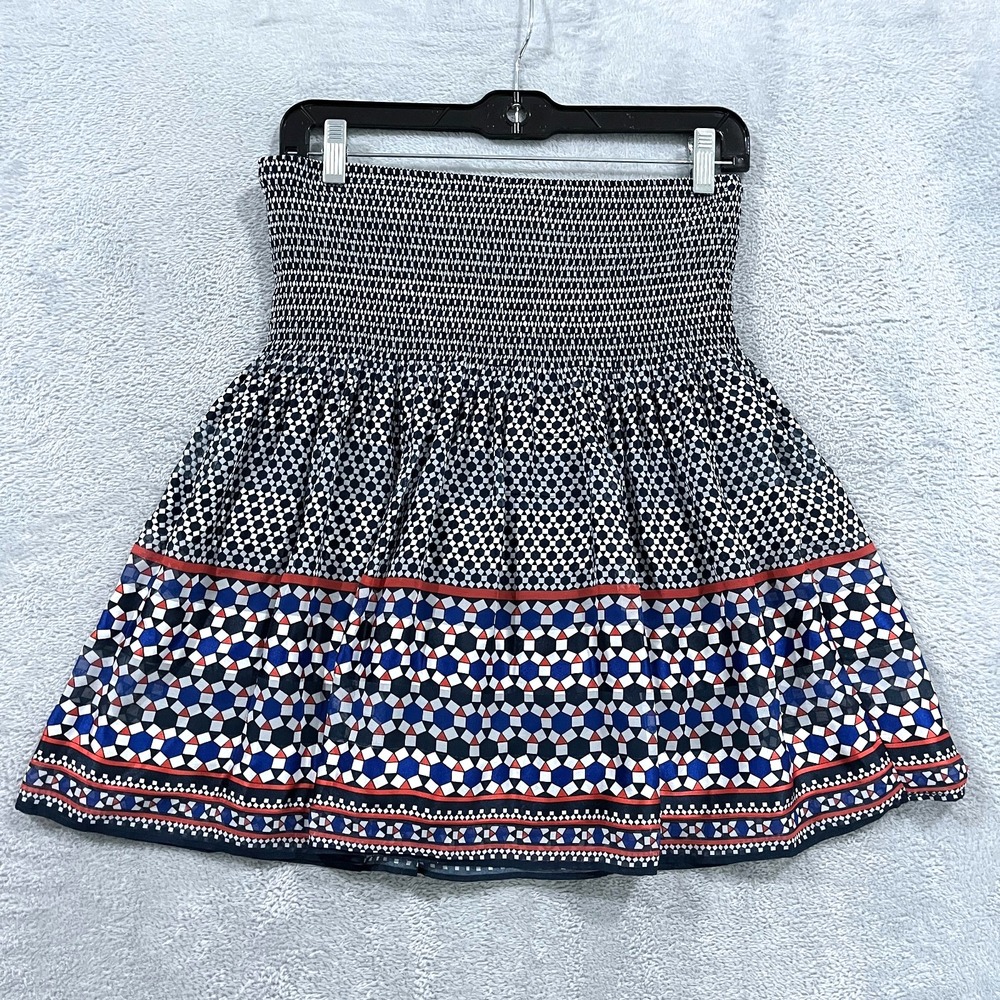 Max Studio Skirt M Flowy‎ Smocked Pull On Geometric Beach Artsy Hippie